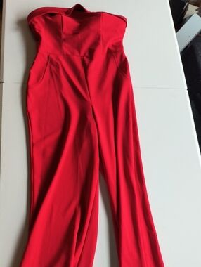 Marshalls Strapless Red Wide-Leg Jumpsuit